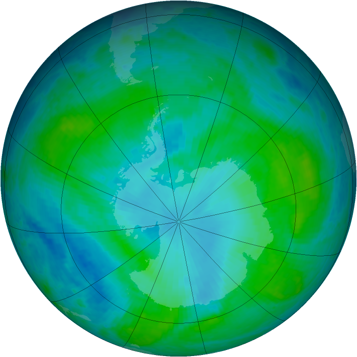 Antarctic ozone map for 22 January 2004
